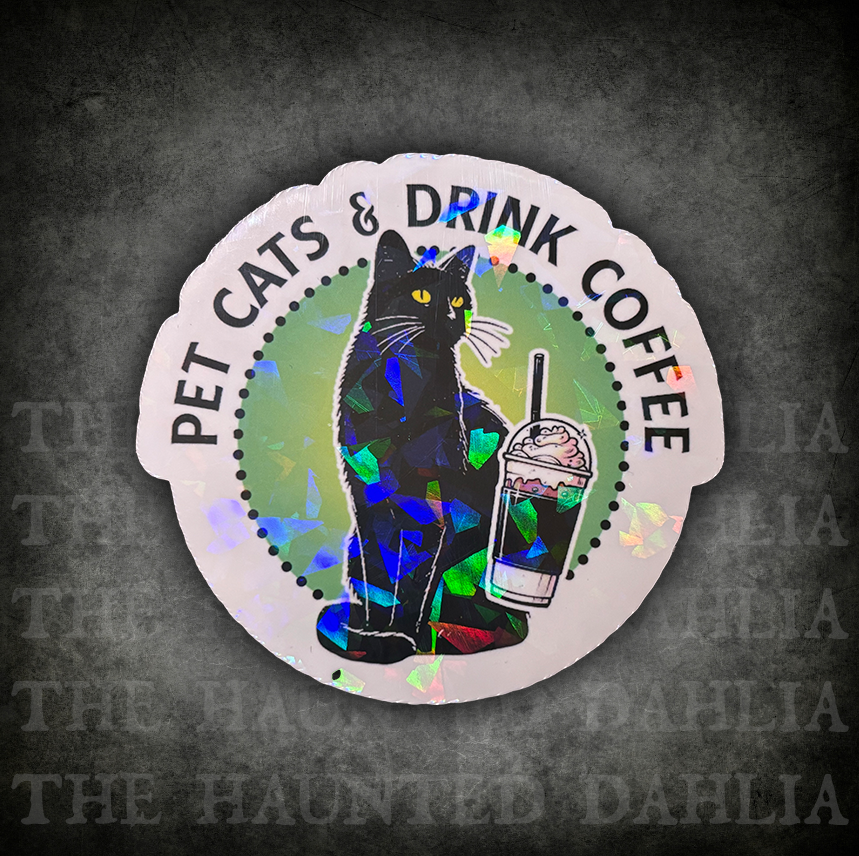 Pet Cats & Drink Coffee Sticker