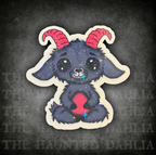 Bug Eyed Goat Sticker (Pink Horns)