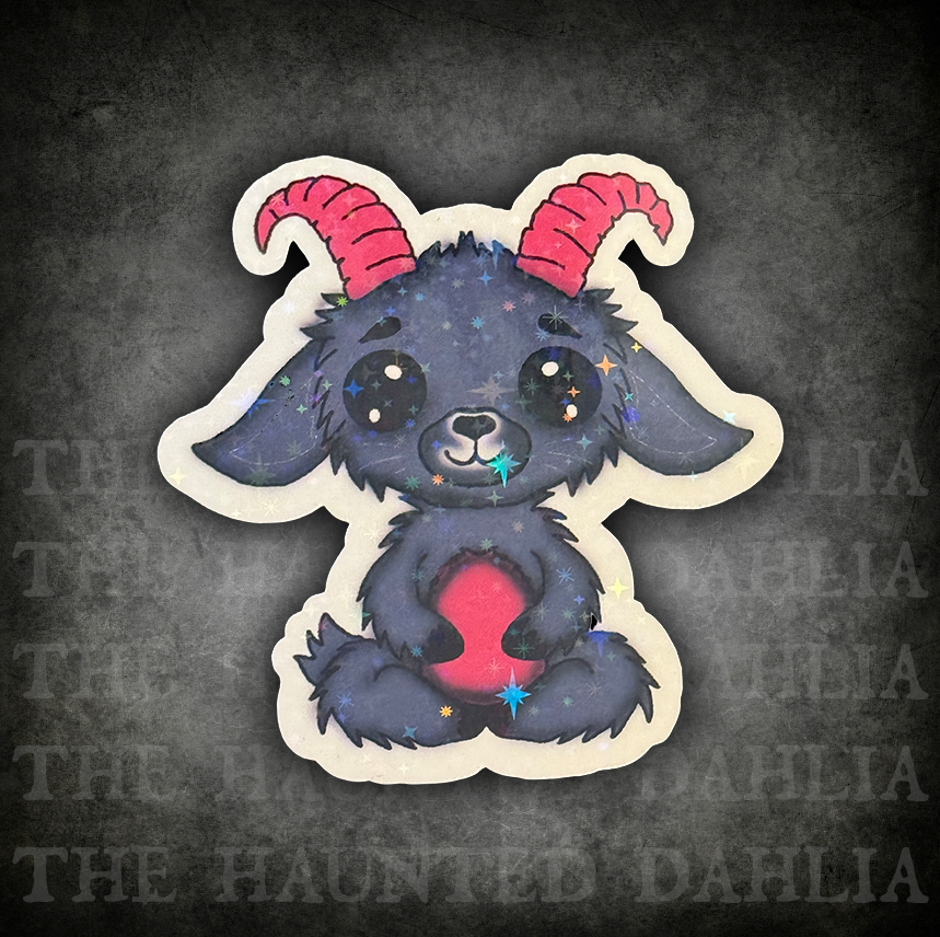 Bug Eyed Goat Sticker (Pink Horns)