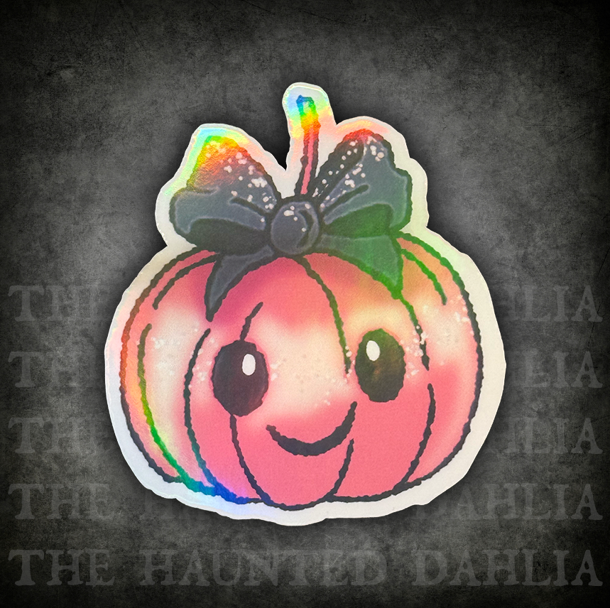 Pink Pumpkin with Bow Sticker