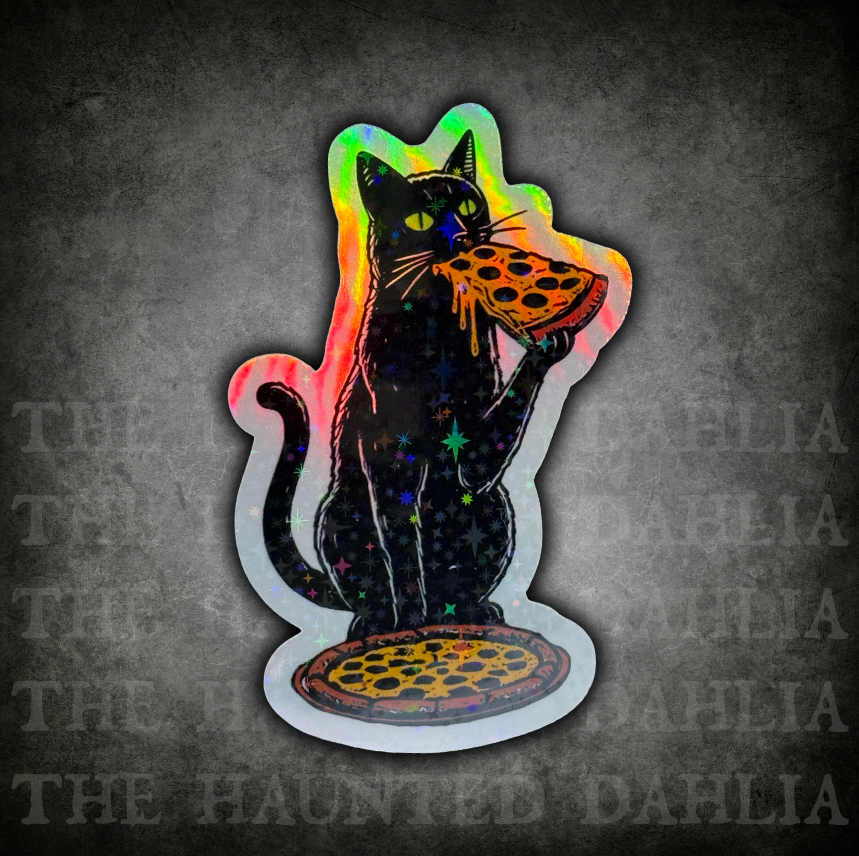 Pizza Cat | Holographic Sticker