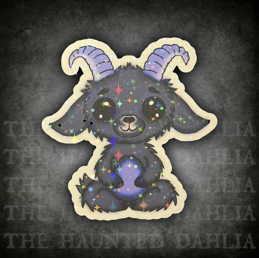 Bug Eyed Goat Sticker (Purple Horns)