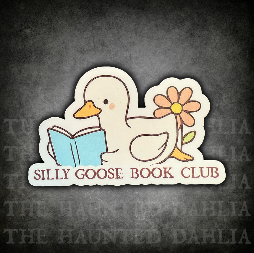 Silly Goose Book Club Sticker (w/Flower)