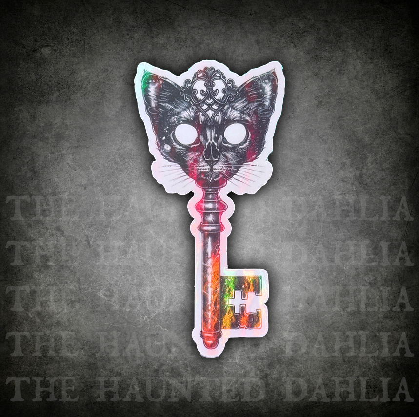 Cat Skeleton Key Sticker