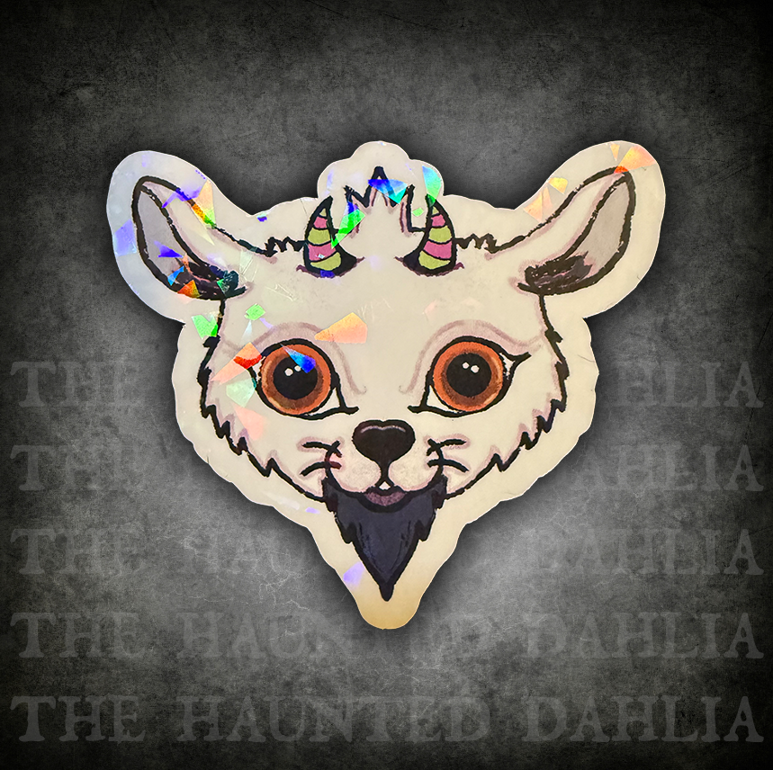 Devilish Goat Sticker (White & Gray)