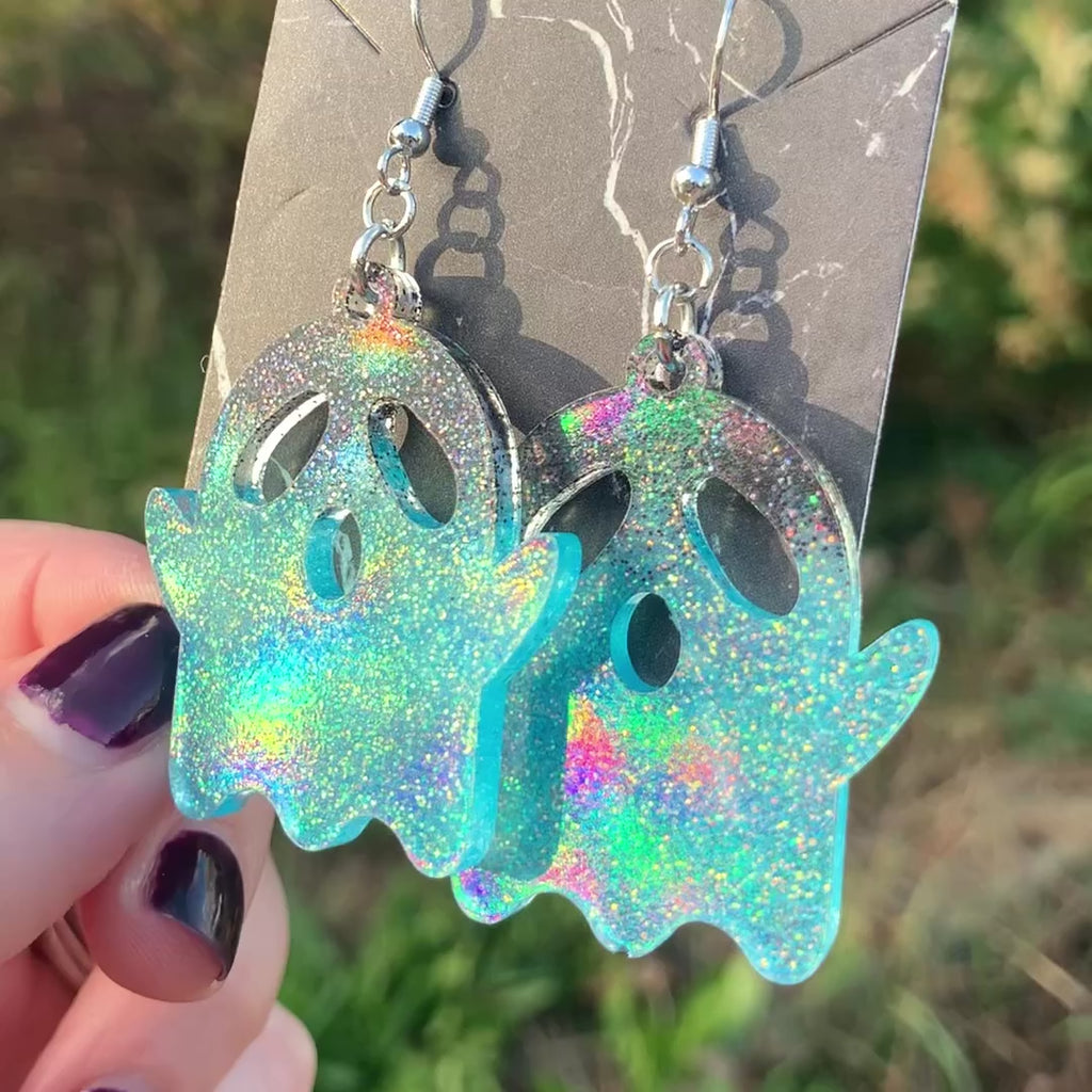 Black & Blue Ghosts | Resin Earrings